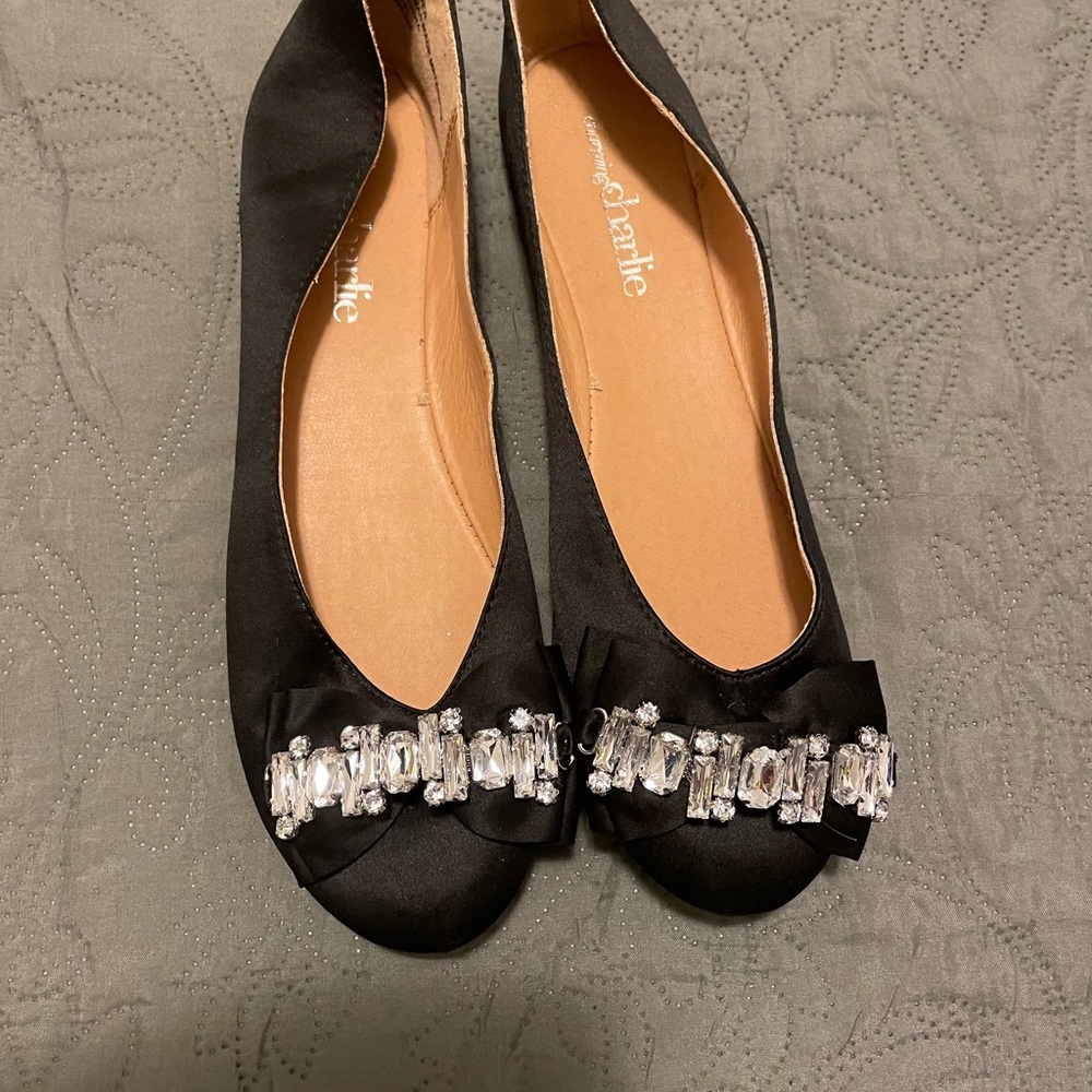 Charming Charlie brand black satin flats